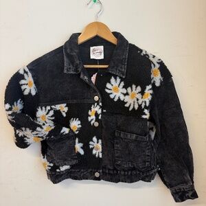 Daisy Contrast Collared Jacket - Girls 8-14